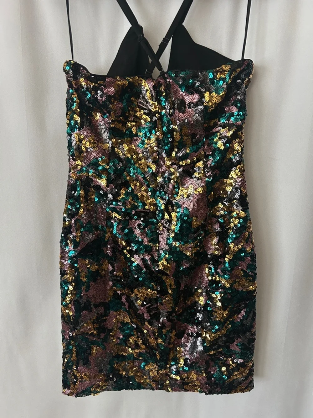 Dress the Population Sexy Black Sequins Strappy Cocktail Mini Dress **Size M**🔥🔥 - Picture 5 of 8